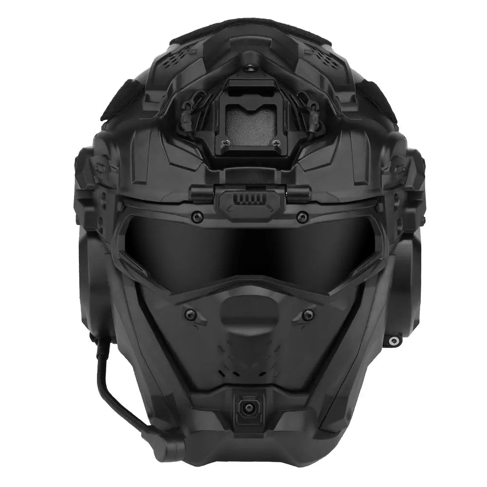 FANDAO All-in-One Detachable Airsoft Helmet, Tactical Headset Anti-Fog Fan Shade Sliding Goggles Outdoor CS Hunting Gear