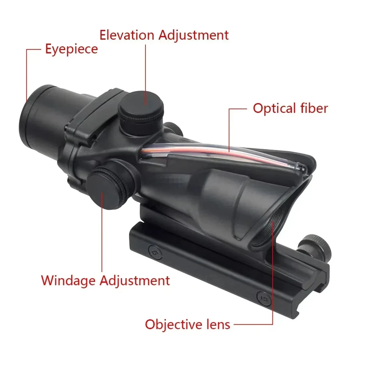4x32 Combat Prism Scope with Fiber Optic Reticle