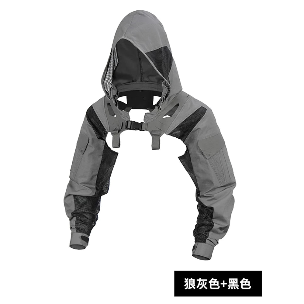 Tactical Combat Uniform Long Sleeve Breathable Camo Clothing with hat With Multiple Vests Chest Rig Outdoors Hunting Accessories