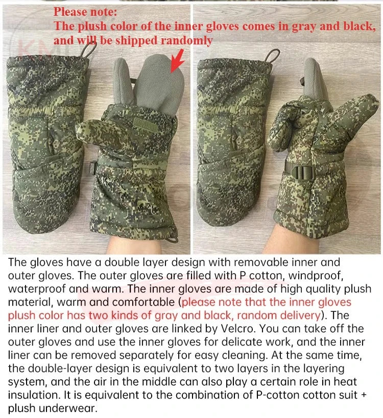 Russian Original VKBO Winter Thick Anti Cold Tactical Gloves Plush Warm Second Generation P Cotton EMR Gloves