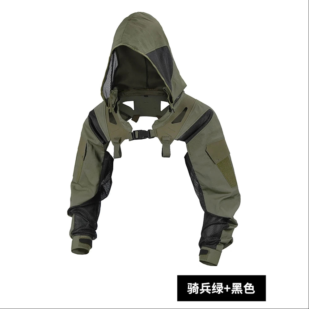 Tactical Combat Uniform Long Sleeve Breathable Camo Clothing with hat With Multiple Vests Chest Rig Outdoors Hunting Accessories
