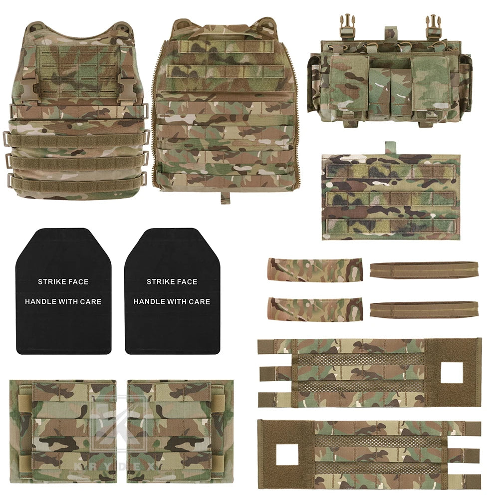 KRYDEX SCARAB Plate Carrier Tactical Heavy Duty Modular MOLLE Vest With 556 Magazine Pouch Placard For Outdoor Hunting