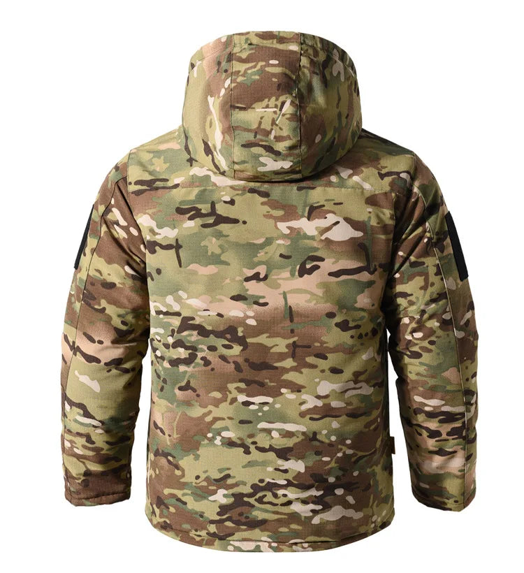 Winter Men's Tactical Camouflage Cotton-Padded Jacket Warm Windproof Military Parka Rip-Resistant Outdoor Combat Coat Hunting