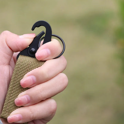 Tactical Molle Clip Buckle Nylon Belt Key Ring Keychain Holder Carabiners Hanger Buckle Hook for Outdoor Hiking Camping Climbing