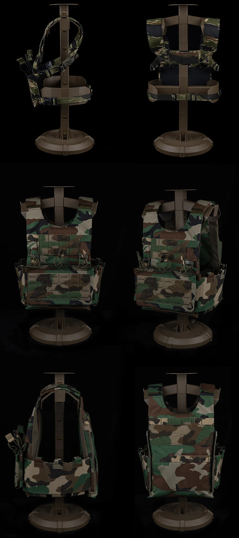 SS Style LV119 Plate Carrier Set 2in1 Fast Switchable Chest Rig for Airsoft Hunting Vest Lightweight Carry Tiger Stripe Camo Mag