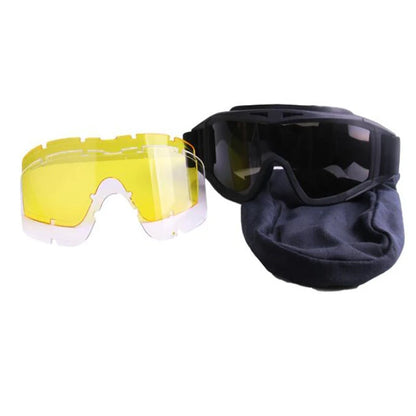 Outdoor motorcycle mountaineering sports glasses CS goggles tactical goggles 3 lens windproof and dustproof shooting off-road