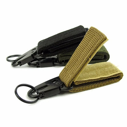 Tactical Molle Clip Buckle Nylon Belt Key Ring Keychain Holder Carabiners Hanger Buckle Hook for Outdoor Hiking Camping Climbing