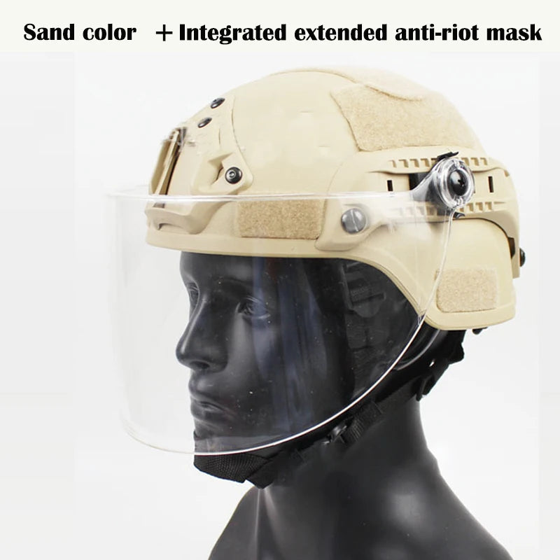 MICH2000 Action Version Patrol Tactical Helmet Transparent Anti-Riot Protective Mask CS Anti-face Safe Protective Helmet