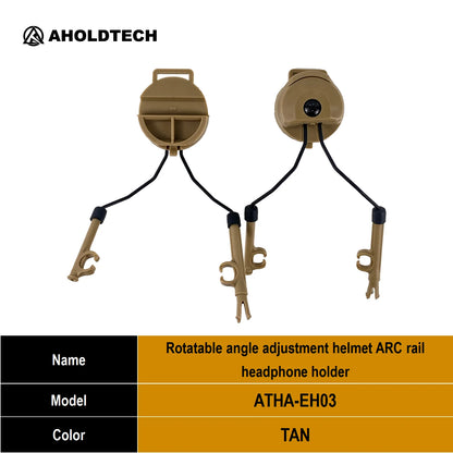 AHOLDTECH Tactical Fast MICH Helmet ARC Rail holder 360-degree rotation adjustment headphone bracket For COMTAC I II Headset