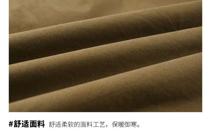 Autumn and Winter Moto Riding Jacket  Velvet Cotton Coat Thickened and Warm Loose Lapel Pure Cotton Work Jacket Casual Sherpa