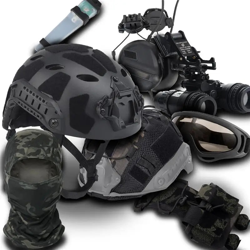 Airsoft Helmet Set, Tactical High-definition Headphones And Goggles Dual-pass Telescope Model, Shooting Range Cosplay Equipment