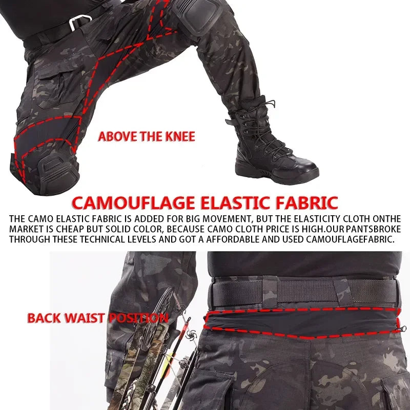 Tactical Suits Combat Shirt Hoody Pants Climbing Uniform Men Clothing Hunting Cothes US Camouflage Paintball Sport T Shirts