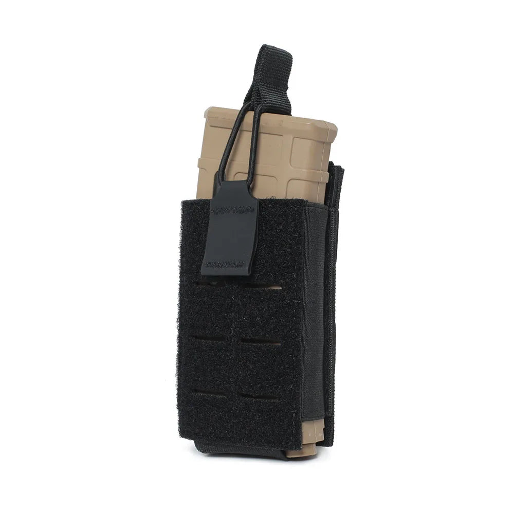 Tactical 5.56 Magazine Pouch for M4 M16 AR15 Molle Laser Cut Mag Holder Elastic Universal Walkie Talkie Pouch Radio Pack Bag