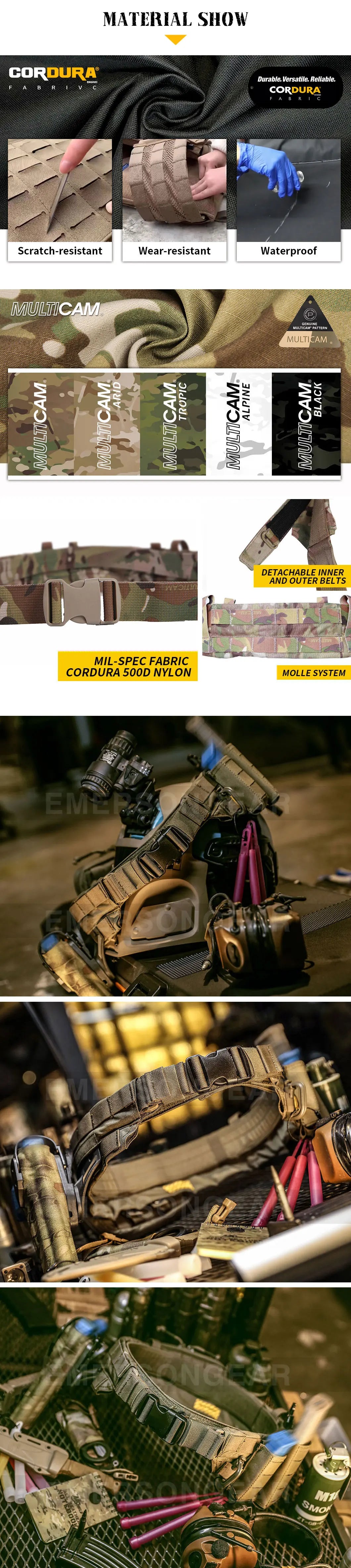 Emersongear Tactical MRB MOLLE Belt Modular Rigger's Belt Emerson Lightweight Inner and Outer Combat Belt