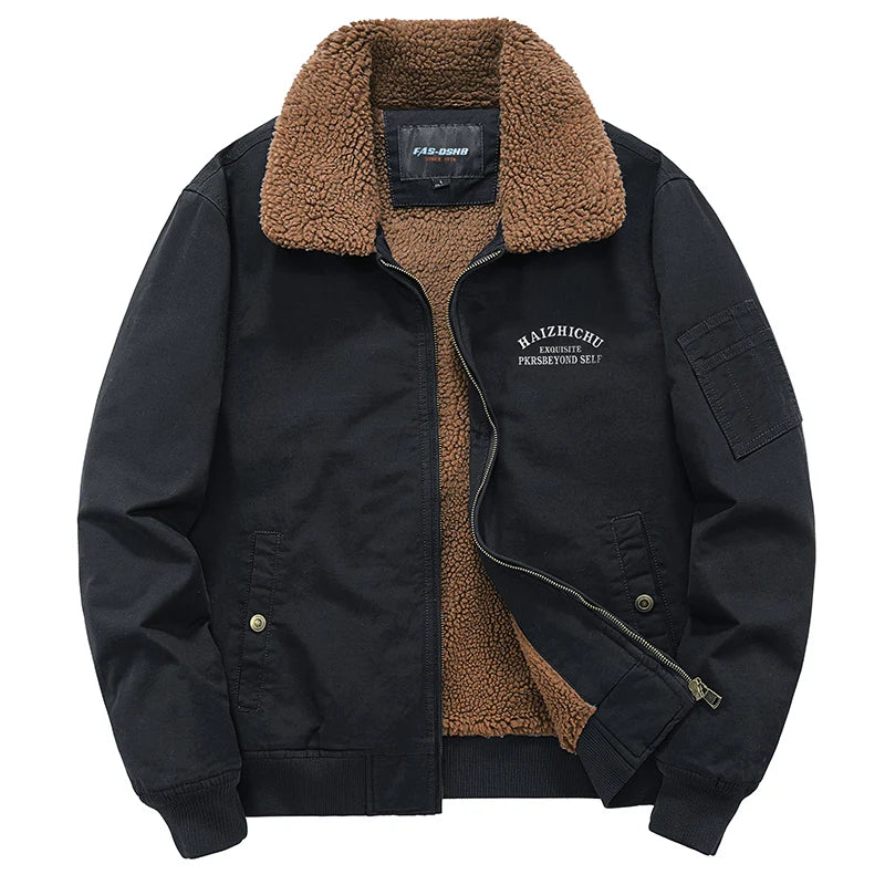 Men High Quality Jacket Winter New Fleece Warm Windproof Tactical Coat Autumn Men Fashion Fur Collar Thick Military Overcoat Man