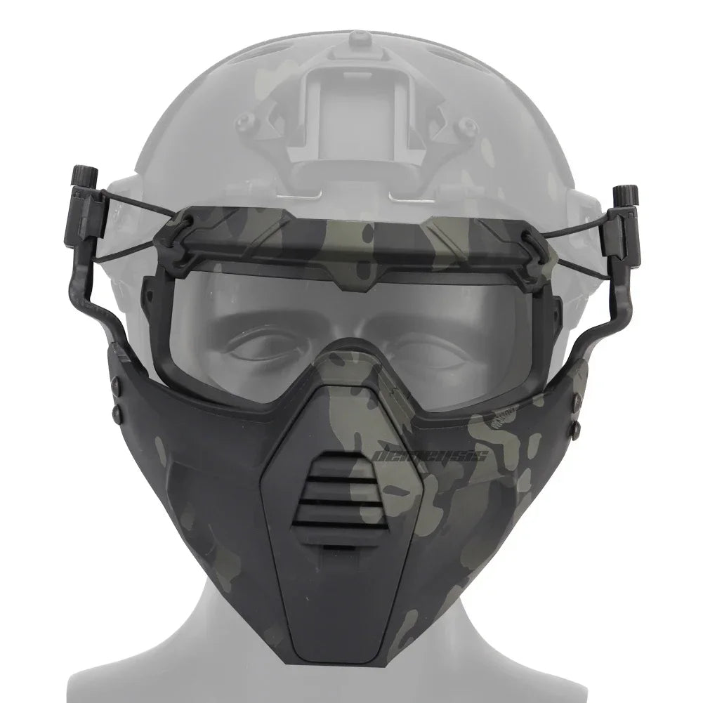 Tactical Full Face Mask Goggles Shooting Airsoft Protection Mask Outdoor Hunting Paintball Detachable Goggles Masks Set