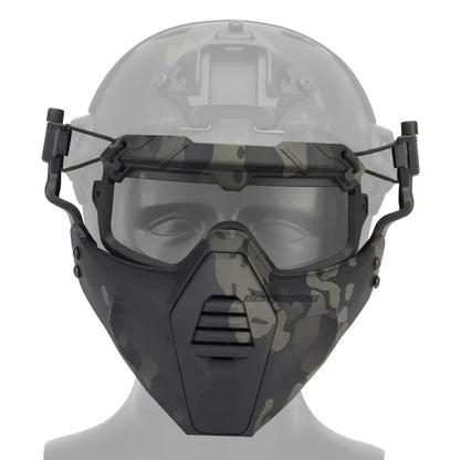 Tactical Full Face Mask Goggles Shooting Airsoft Protection Mask Outdoor Hunting Paintball Detachable Goggles Masks Set