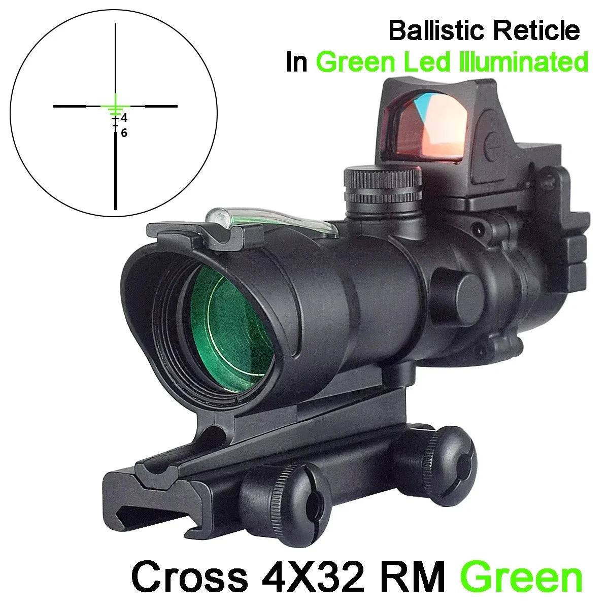4x32 Combat Prism Scope with Fiber Optic Reticle