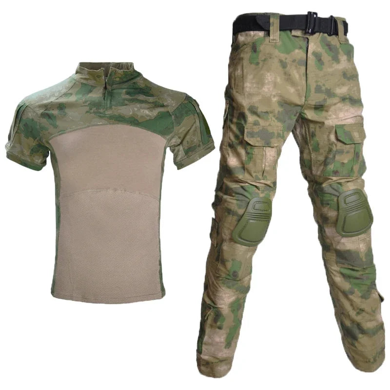 Outdoor Sport Uniform Airsoft Paintball Work Clothing Tactical Camouflage T-Shirts Combat Cargo Pants Climb Suits Hiking Suit