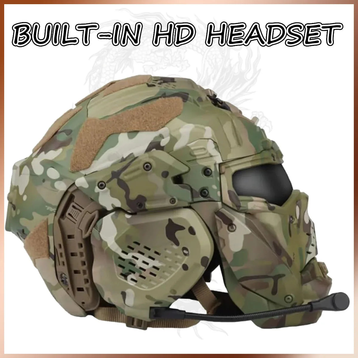 FANDAO All-in-One Detachable Airsoft Helmet, Tactical Headset Anti-Fog Fan Shade Sliding Goggles Outdoor CS Hunting Gear