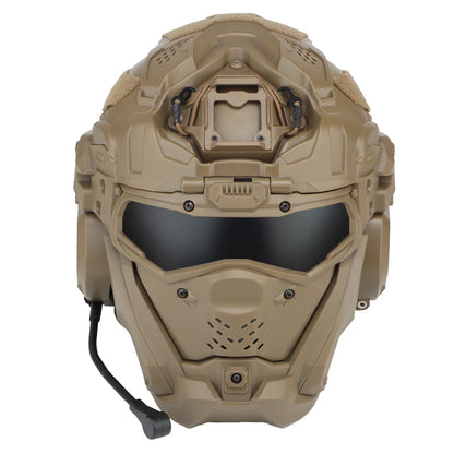 FANDAO All-in-One Detachable Airsoft Helmet, Tactical Headset Anti-Fog Fan Shade Sliding Goggles Outdoor CS Hunting Gear