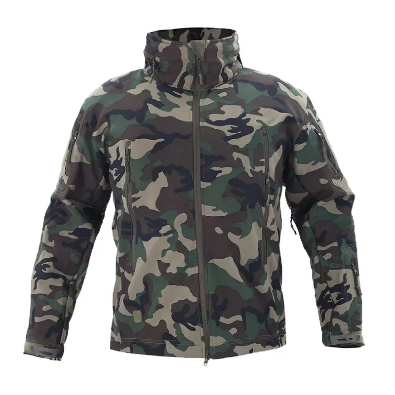 Outdoor Fleece Jacket Shell Tactical Jackets Camo Coats Airsoft Training Durable Hunting Clothes Windbreakers Men Clothing