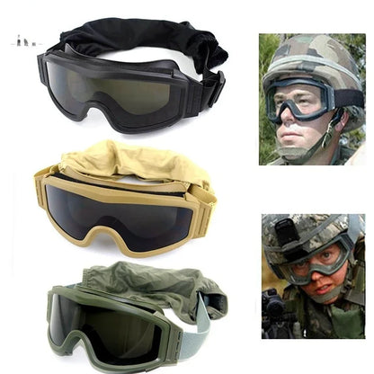 Tactical Goggles: Anti Fog Outdoor Soft Air Color Bullet Protection Motorcycle Goggles with Replaceable Lens