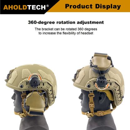 AHOLDTECH Tactical Fast MICH Helmet ARC Rail holder 360-degree rotation adjustment headphone bracket For COMTAC I II Headset