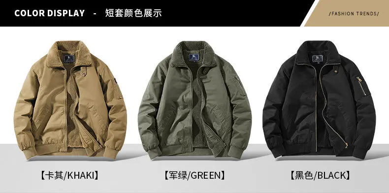 Autumn and Winter Moto Riding Jacket  Velvet Cotton Coat Thickened and Warm Loose Lapel Pure Cotton Work Jacket Casual Sherpa