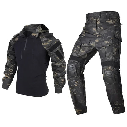 Tactical Suits Combat Shirt Hoody Pants Climbing Uniform Men Clothing Hunting Cothes US Camouflage Paintball Sport T Shirts