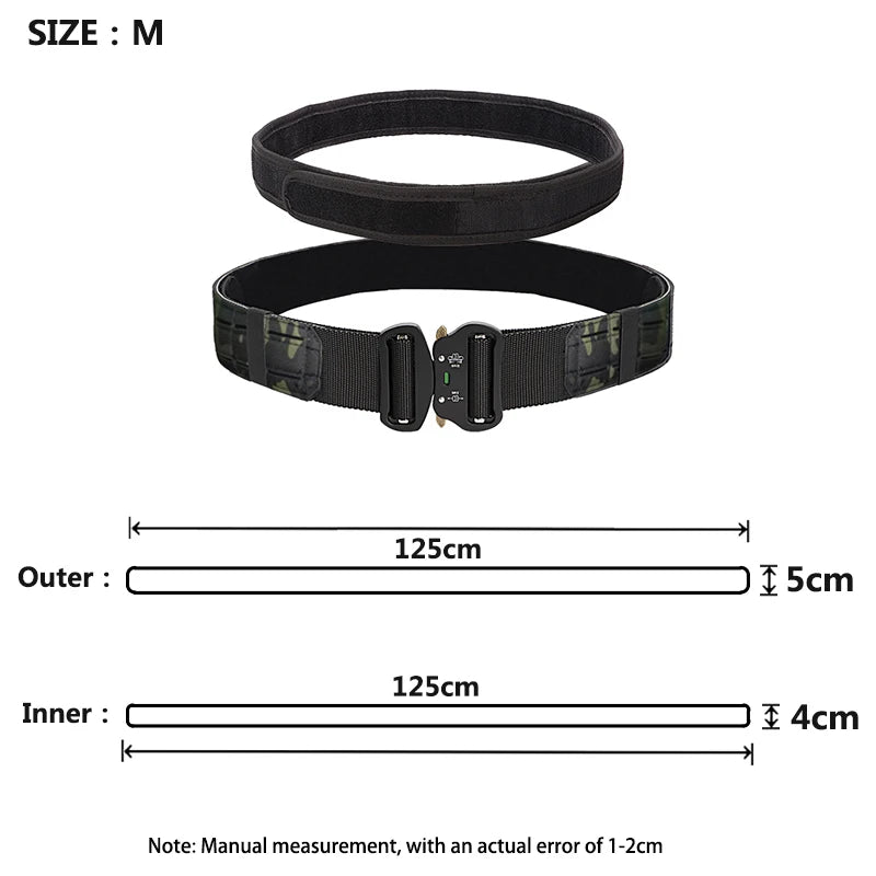 2 Inch Tactical Belt Molle Combat Battle Belt Double Layer Metal Buckle Fighter Belts combat belt quick molle battle belt