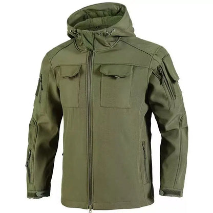 Men's Winter Military Cargo SharkSkin Fleece Jackets Tactical Pants Coat Hood Camping Fishing Trekking Hiking Hunting Trousers