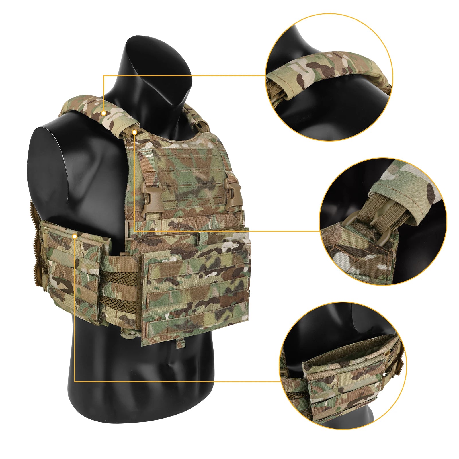 KRYDEX SCARAB Plate Carrier Tactical Heavy Duty Modular MOLLE Vest With 556 Magazine Pouch Placard For Outdoor Hunting