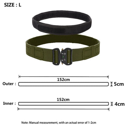 2 Inch Tactical Belt Molle Combat Battle Belt Double Layer Metal Buckle Fighter Belts combat belt quick molle battle belt