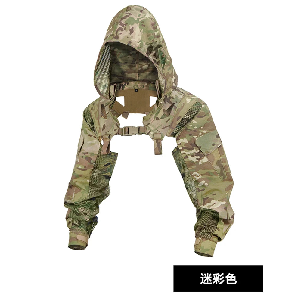 Tactical Combat Uniform Long Sleeve Breathable Camo Clothing with hat With Multiple Vests Chest Rig Outdoors Hunting Accessories