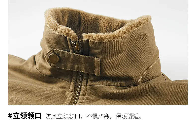 Autumn and Winter Moto Riding Jacket  Velvet Cotton Coat Thickened and Warm Loose Lapel Pure Cotton Work Jacket Casual Sherpa