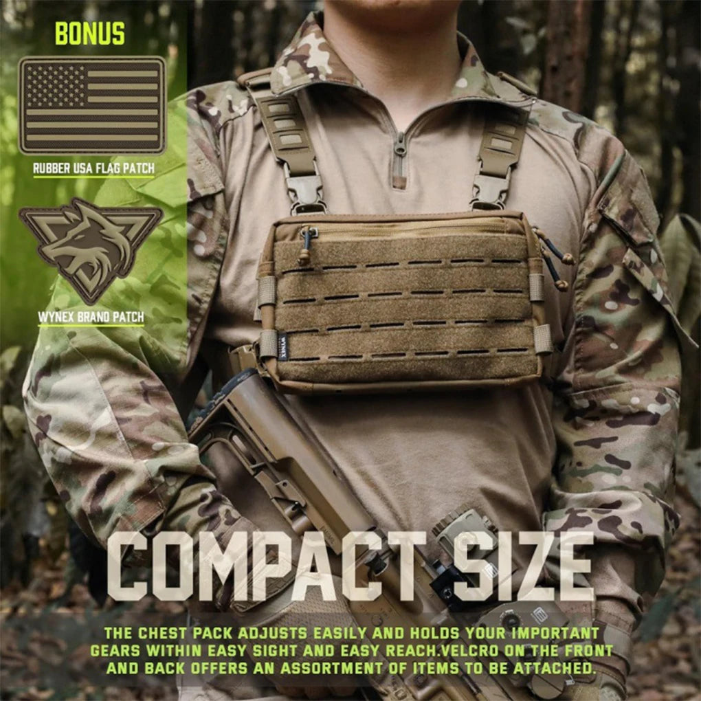Tactical Chest Rig Pack for Men, Running Chest Bag with Front Loop Recon Chest Rigs for Hunting Outdoor EDC Camping Recon Kit