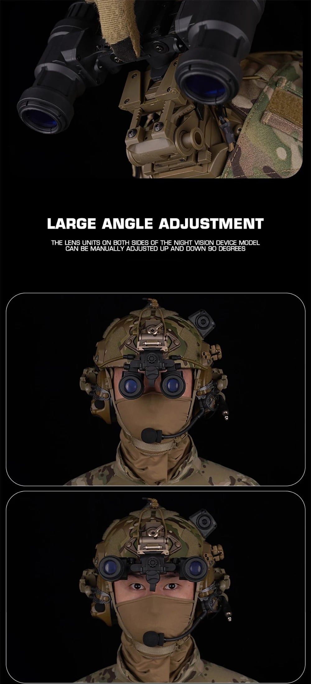 model Tactical Helmet AN/PVS 31 Binocular Night Vision Goggle NVG Dummy Model No Function With Green Light