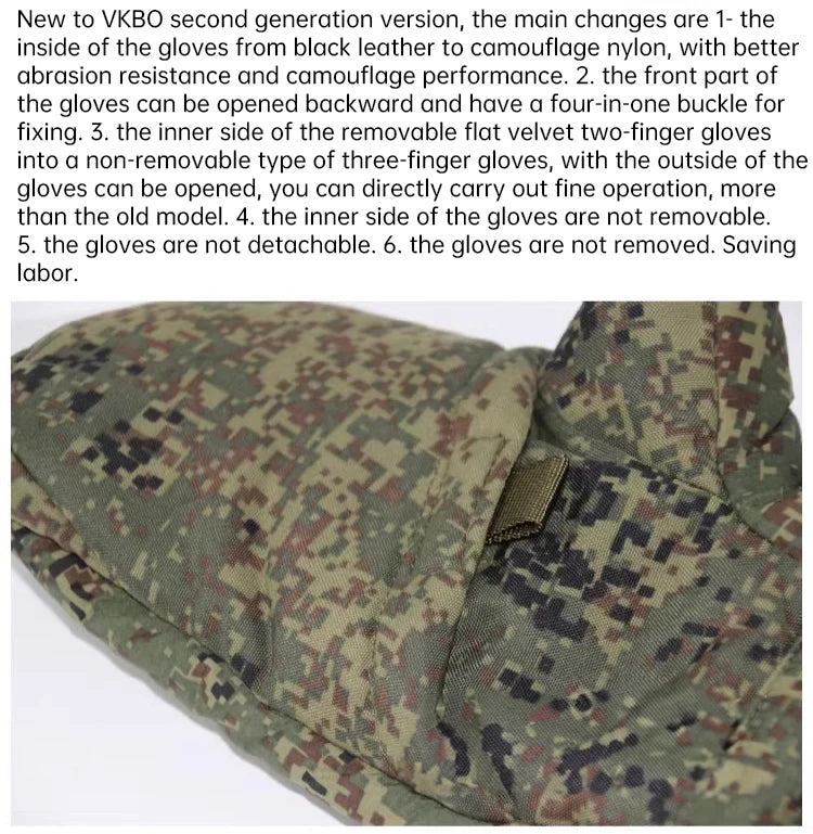 Russian Original VKBO Winter Thick Anti Cold Tactical Gloves Plush Warm Second Generation P Cotton EMR Gloves