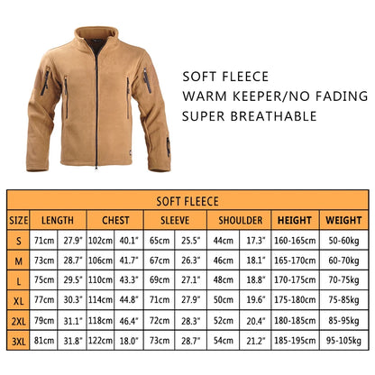 Fleece Tactical Jackets Men Clothing Hunting Outfit Safari Thermal Airsoft Full Zip Jacket Man Camping Work Coats