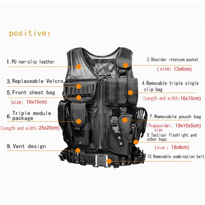 Mesh Tactical Vests  Live Field CS Combat Vest Mens Hunting New Style Outdoor Ventilate Black Nylon Training Vest