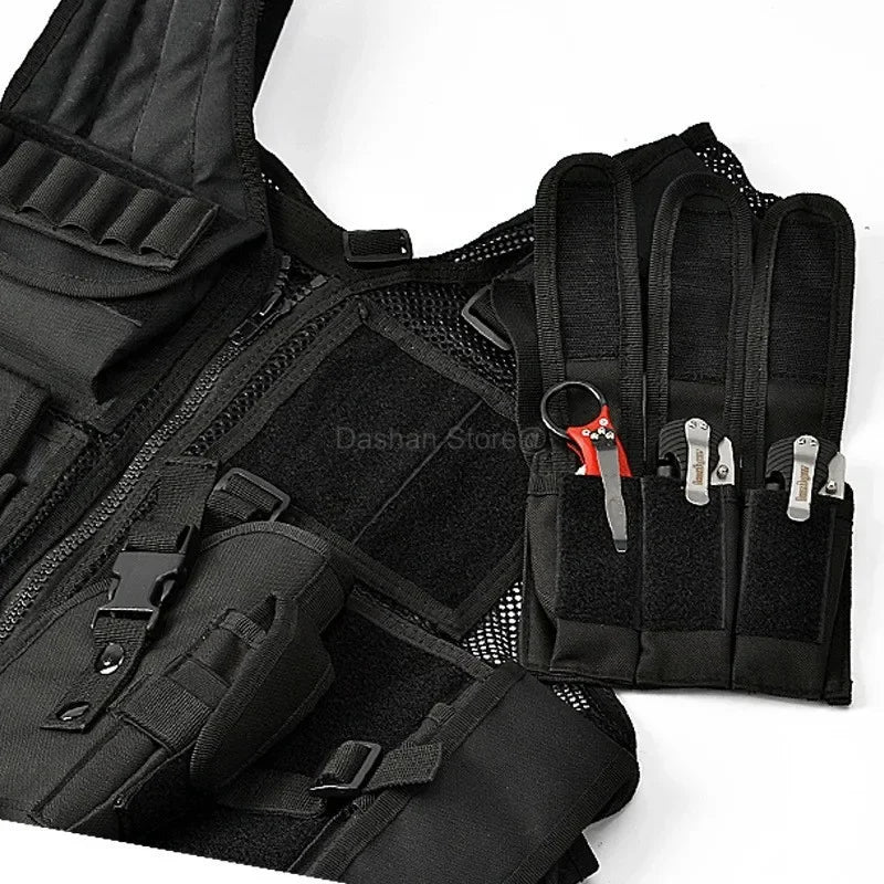 Mesh Tactical Vests  Live Field CS Combat Vest Mens Hunting New Style Outdoor Ventilate Black Nylon Training Vest