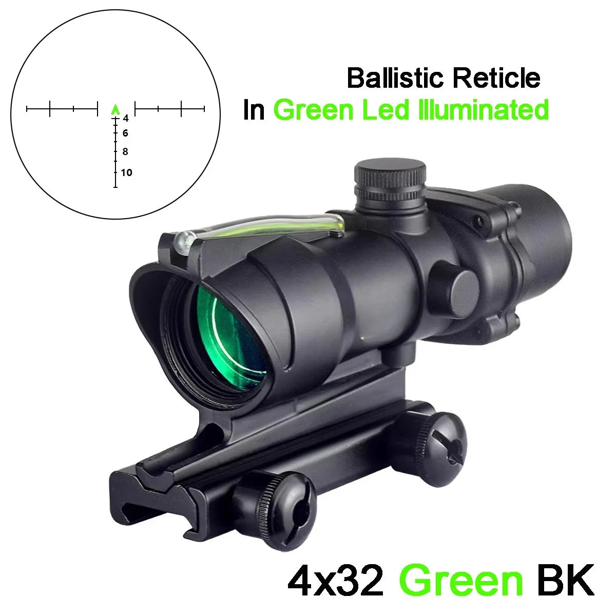 4x32 Combat Prism Scope with Fiber Optic Reticle
