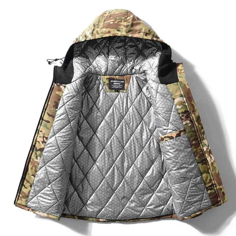 Winter Men's Tactical Camouflage Cotton-Padded Jacket Warm Windproof Military Parka Rip-Resistant Outdoor Combat Coat Hunting