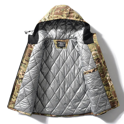 Winter Men's Tactical Camouflage Cotton-Padded Jacket Warm Windproof Military Parka Rip-Resistant Outdoor Combat Coat Hunting