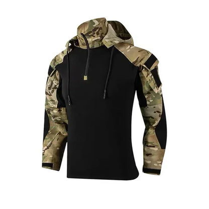 Men Clothing Uniform Tactical Shirts Hooded Combat Camo Hunting Shirts Pants +Knee Pads Suits Cargo Pants Men Wear-resisting