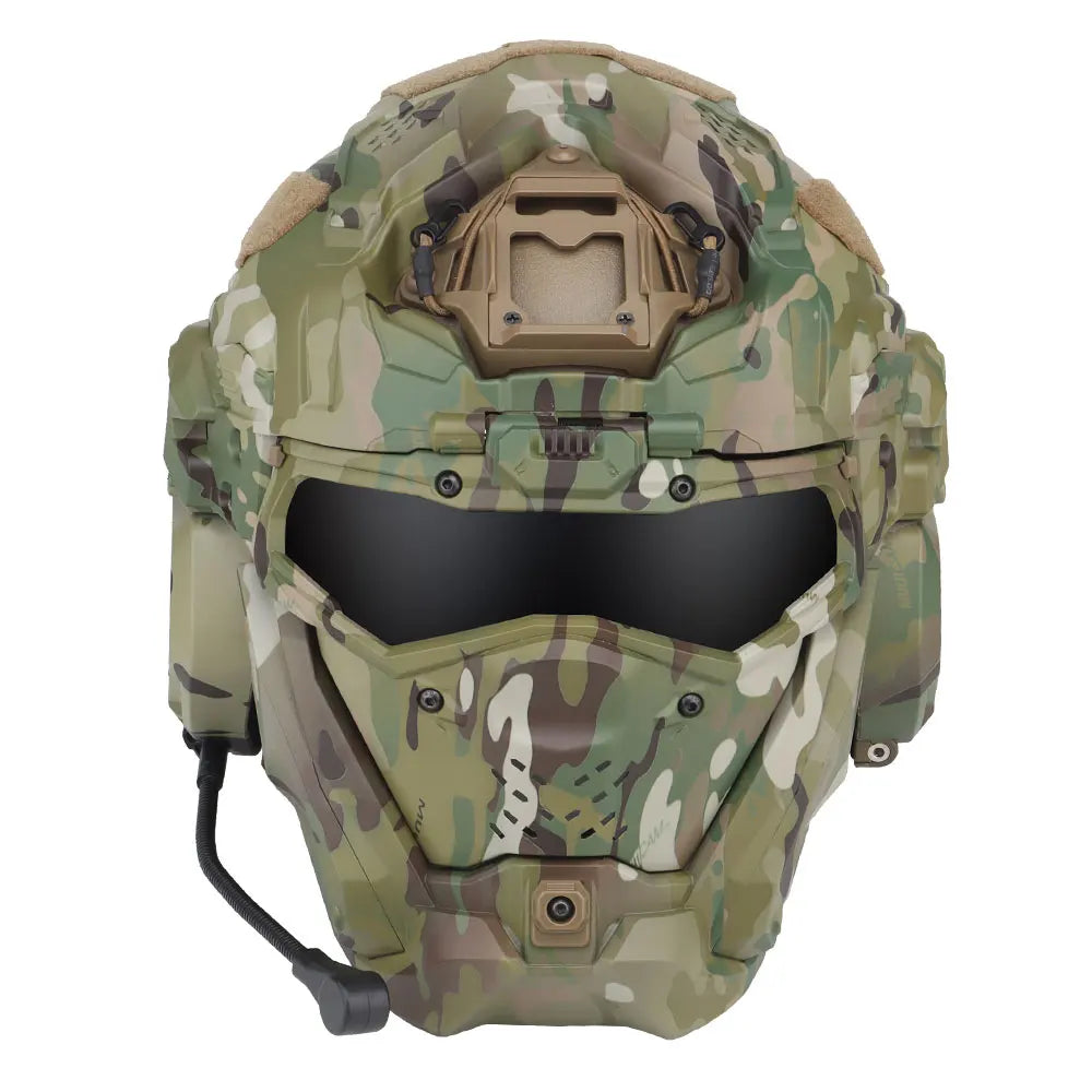 FANDAO All-in-One Detachable Airsoft Helmet, Tactical Headset Anti-Fog Fan Shade Sliding Goggles Outdoor CS Hunting Gear