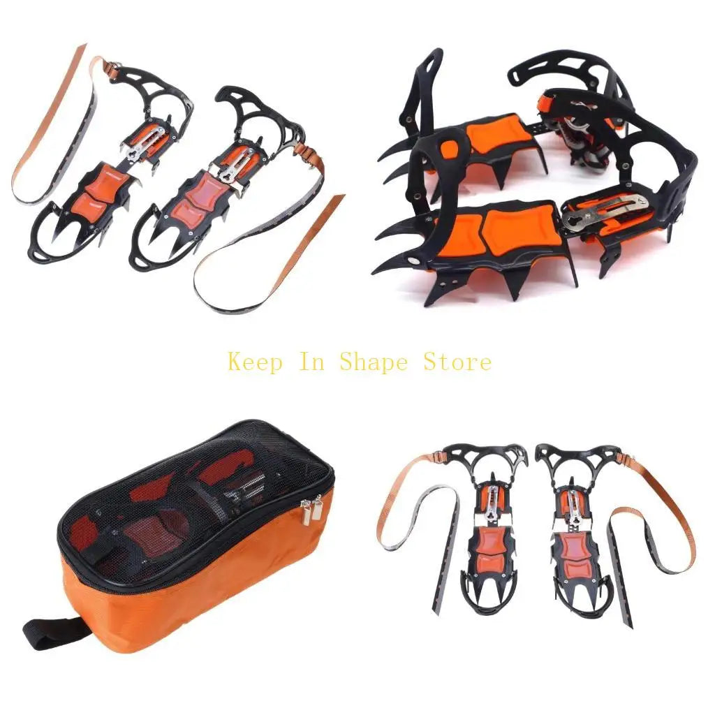 U1JC 12 Teeth Crampons Ice Cleats Antislip Snow Ice Grip Footwear Traction