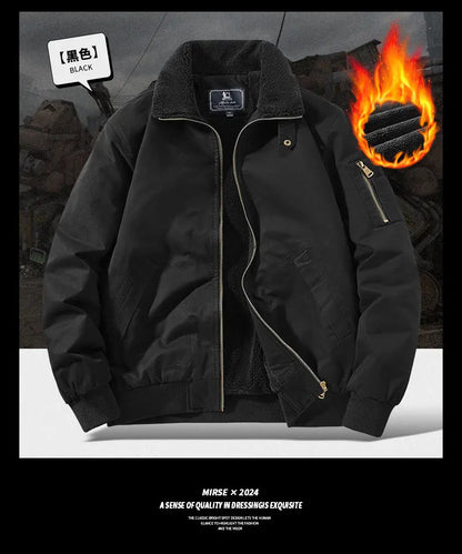 Autumn and Winter Moto Riding Jacket  Velvet Cotton Coat Thickened and Warm Loose Lapel Pure Cotton Work Jacket Casual Sherpa