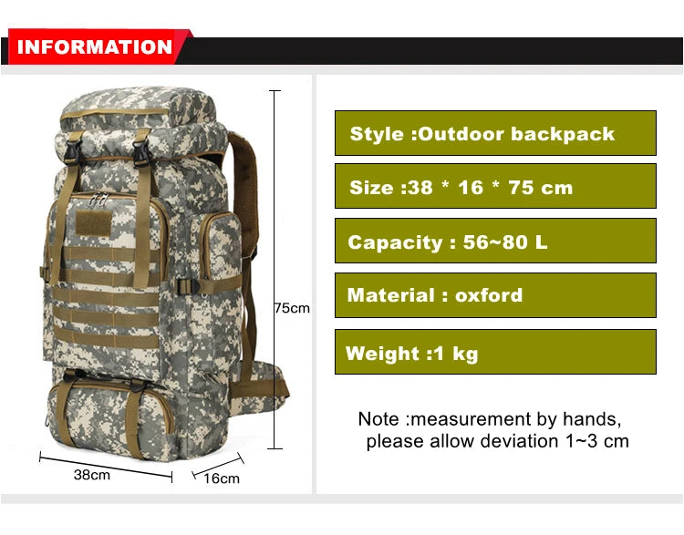80L Tactical Expedition Backpack